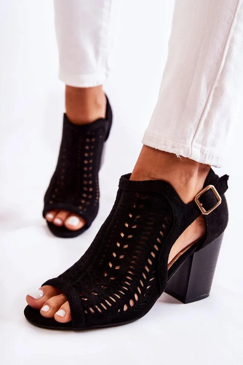 Hot Botki Damskie z Wycięciem Wiosenne Czarne Beyond Us Damskie Botki Wiosenne|Botki Na Słupku