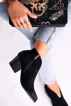 Botki Na Słupku|Czarne Botki>Buty damskie Vinceza Botki Damskie Z Wycięciem Czarne Best Choice