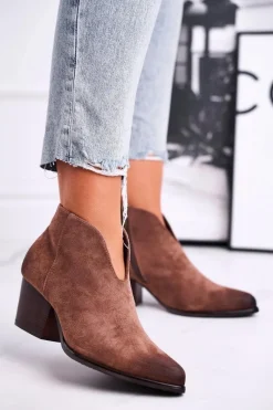 Online Buty damskie Vinceza Botki Damskie Z Wycięciem Beżowe Best Choice