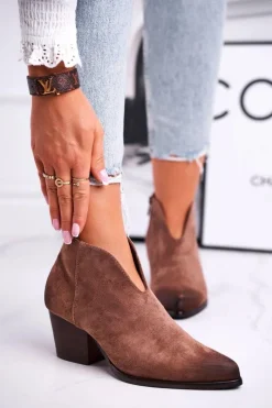 Online Buty damskie Vinceza Botki Damskie Z Wycięciem Beżowe Best Choice