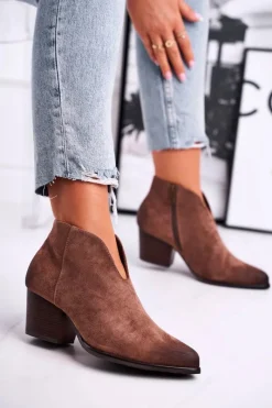 Online Buty damskie Vinceza Botki Damskie Z Wycięciem Beżowe Best Choice