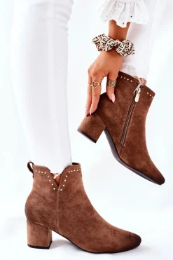 Discount Buty damskie Vinceza Botki Damskie Zamszowe Beżowe Brinlack