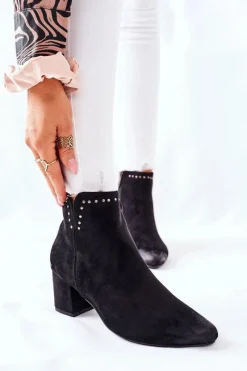 Sale Botki Damskie Zamszowe Czarne Brinlack Damskie Czarne Botki|Botki Zimowe Damskie