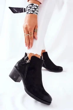Clearance Botki Damskie Zamszowe Czarne Bellarena Damskie Czarne Botki|Botki Zimowe Damskie