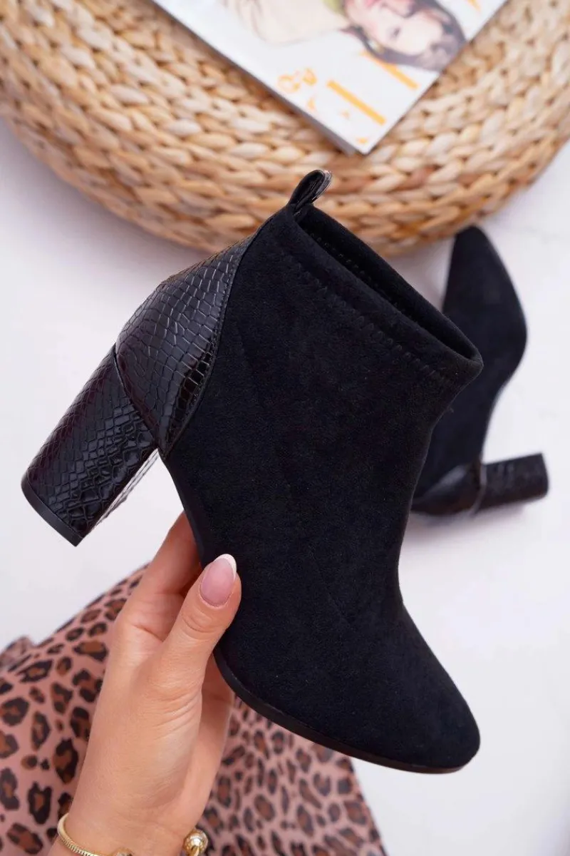 Sale Botki Damskie Zamszowe Na Słupku Czarne Ferrous Damskie Botki Na Słupku|Brązowe I Beżowe Botki