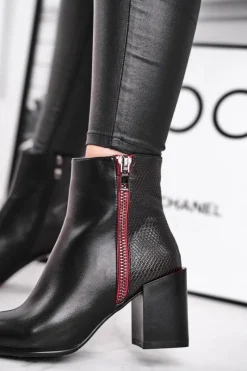 Online Damskie buty S.Barski Botki Damskie Zdobiony Słupek Czarne Lippi