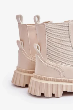 Hot Botki Dziecięce Na Suwak Ocieplane Beżowe Jolynn Dzieci Dziewczęce