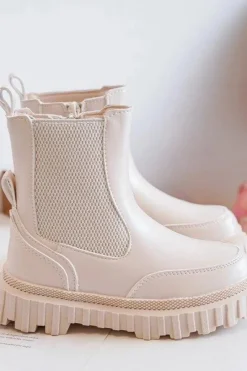 Hot Botki Dziecięce Na Suwak Ocieplane Beżowe Jolynn Dzieci Dziewczęce