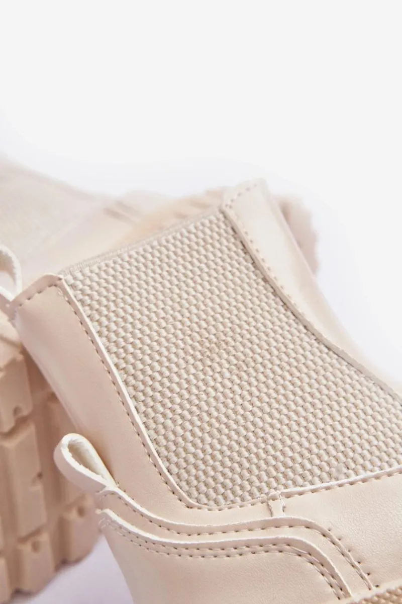 Hot Botki Dziecięce Na Suwak Ocieplane Beżowe Jolynn Dzieci Dziewczęce