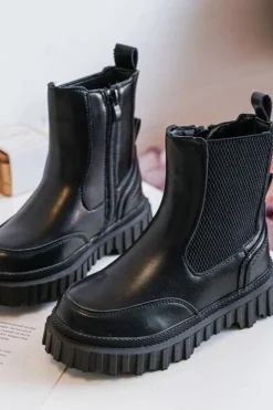 Clearance Botki Dziecięce Na Suwak Ocieplane Czarne Jolynn Dzieci Dziewczęce