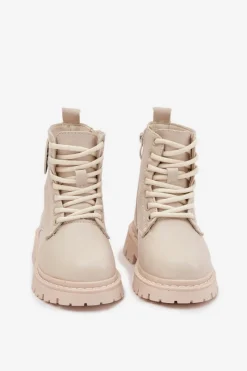 Hot Botki Dziewczęce Ocieplane Futerkiem Z Ozdobą LOVE Beżowe Rosaira Dzieci Dziewczęce