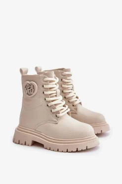 Dziewczęce></noscript>Boto Botki Dziewczęce Ocieplane Futerkiem Na Zamek Beżowe Evaliraea