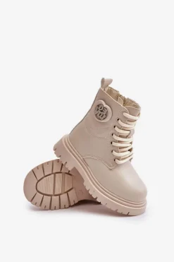 Dziewczęce></noscript>Boto Botki Dziewczęce Ocieplane Futerkiem Na Zamek Beżowe Evaliraea