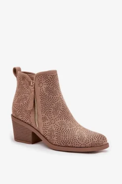 Damskie buty S.Barski Botki Kowbojki Damskie Na Obcasie S.Barski HY52-538 Beżowe Beżowy