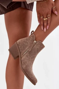 Damskie buty S.Barski Botki Kowbojki Damskie Na Obcasie S.Barski HY52-538 Beżowe Beżowy