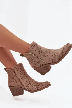 Damskie buty S.Barski Botki Kowbojki Damskie Na Obcasie S.Barski HY52-538 Beżowe Beżowy