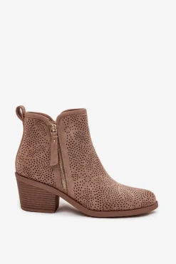 Damskie buty S.Barski Botki Kowbojki Damskie Na Obcasie S.Barski HY52-538 Beżowe Beżowy