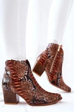 New Boto Botki Kowbojki Lewski Brązowy Wężowy Wzór EV28