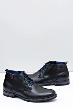 New Boto Botki Męskie Czarne Skórzane Buty Nikopol 672