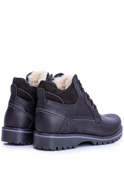 Outlet Boto Botki Męskie i Młodzieżowe Czarne Ocieplone Polarem Komodo 885