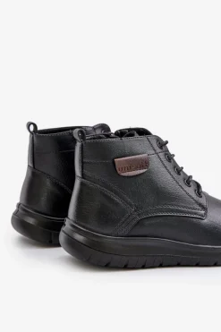 Hot Evento Botki Męskie Ocieplane Na Zamek Sznurowane Czarne Hlimena