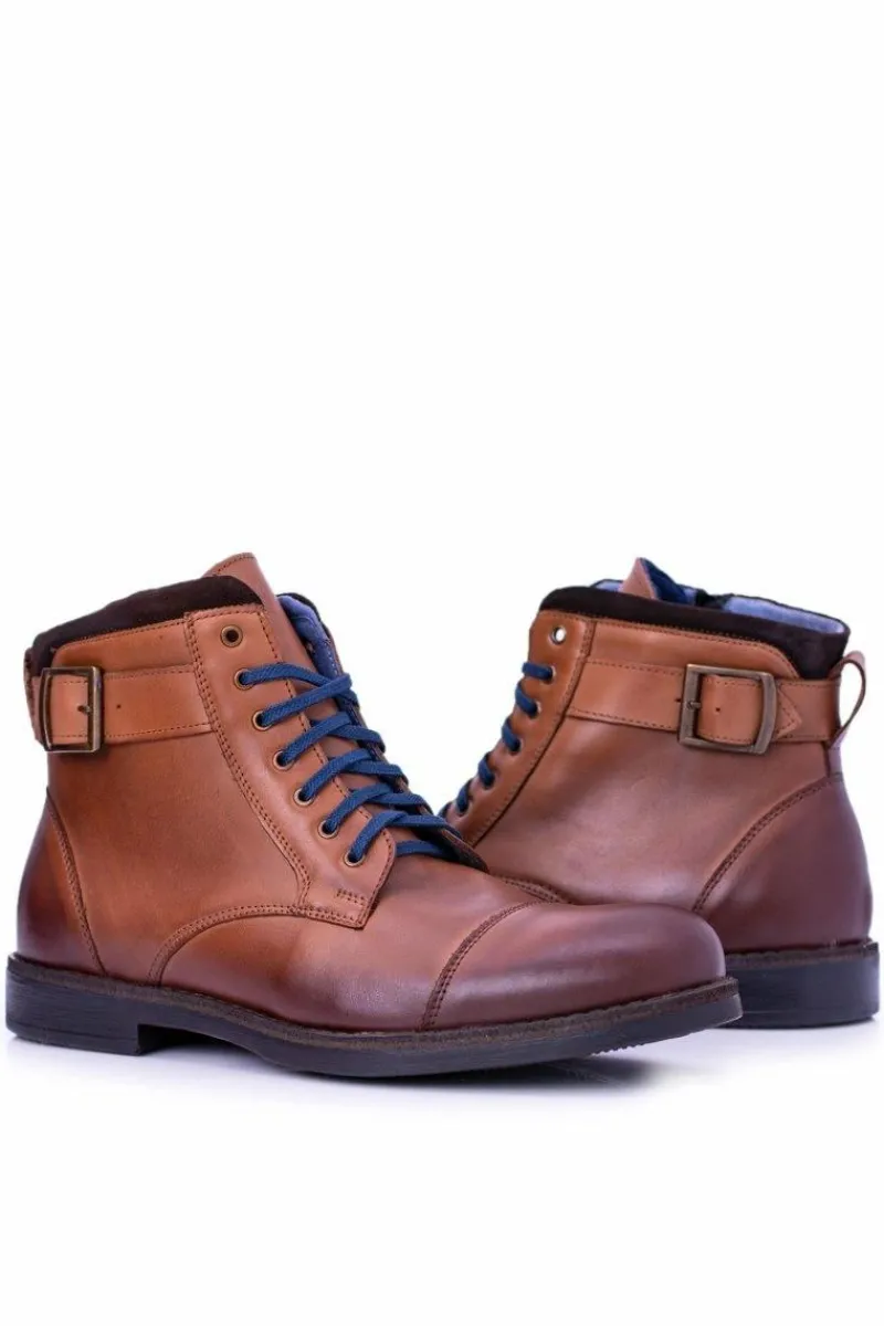 Discount Boto Botki Męskie Polskie Brązowe Trapery Trzewiki Mintos