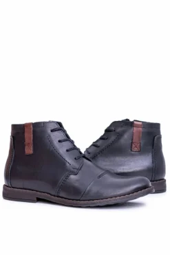 Sale Boto Botki Męskie Skórzane Czarne Trzewiki Testo