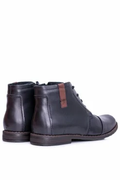 Sale Boto Botki Męskie Skórzane Czarne Trzewiki Testo