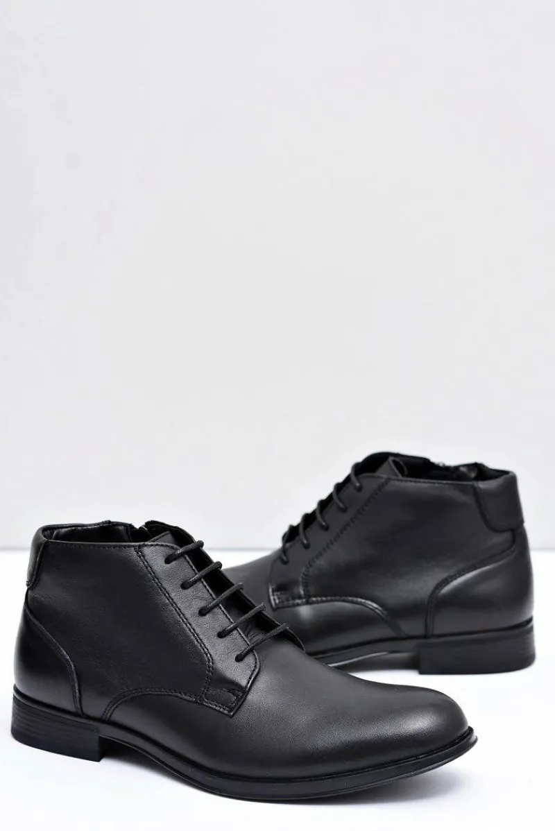 Botki Męskie Skórzane Czarne Półbuty Artemigo Męskie Botki Męskie