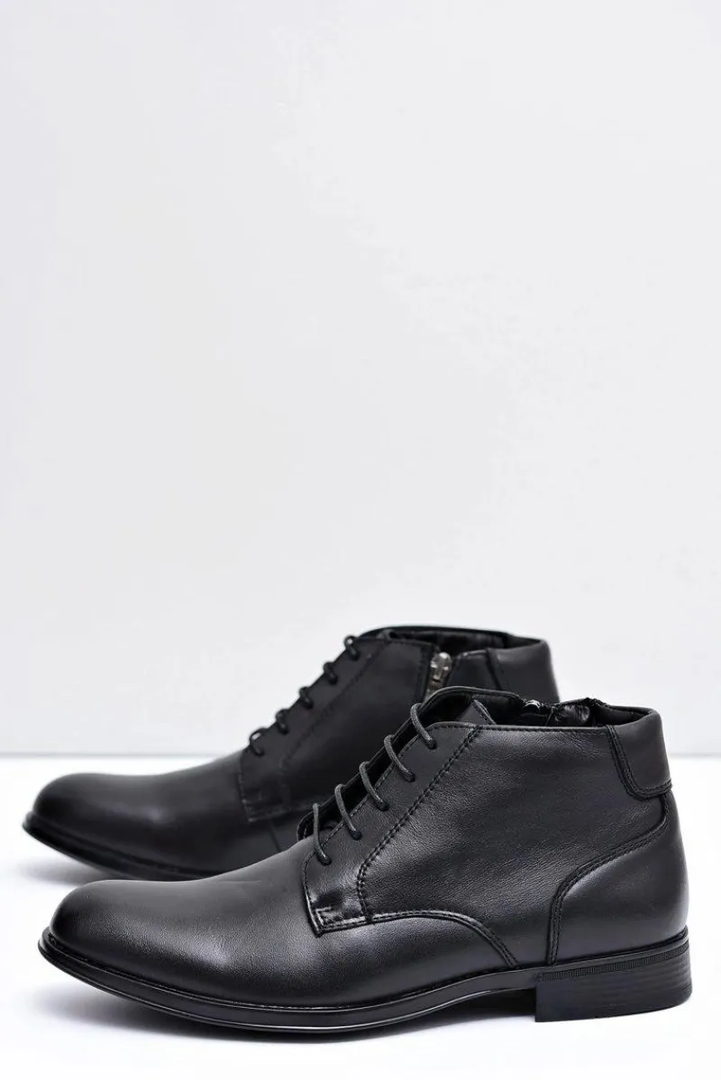 Botki Męskie Skórzane Czarne Półbuty Artemigo Męskie Botki Męskie