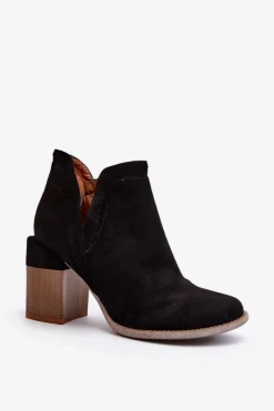 New Boto Botki Na Masywnym Słupku Z Wycięciem Czarne Jolnima Czarny