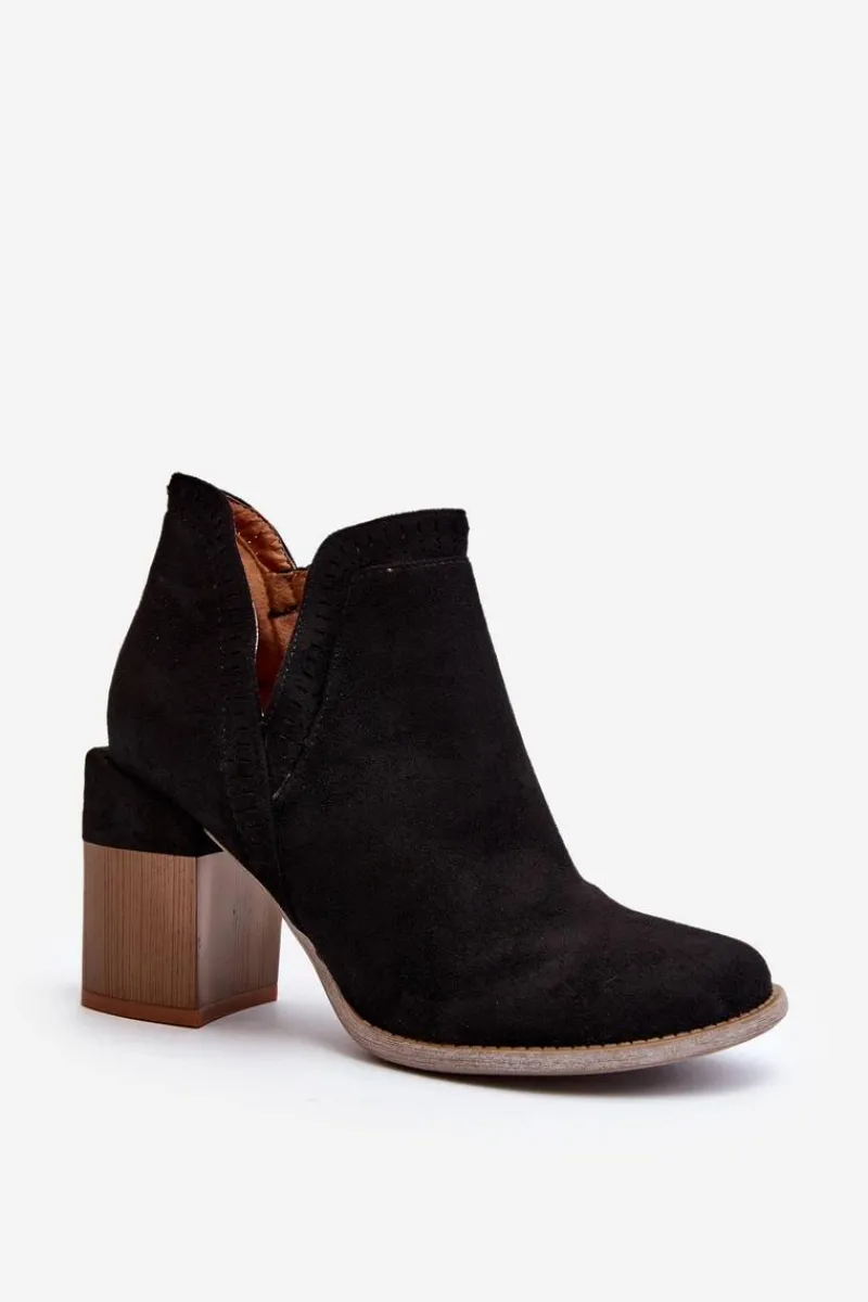 New Boto Botki Na Masywnym Słupku Z Wycięciem Czarne Jolnima Czarny