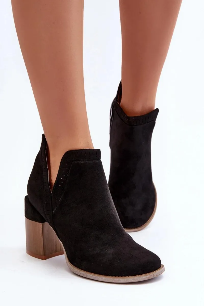 New Boto Botki Na Masywnym Słupku Z Wycięciem Czarne Jolnima Czarny