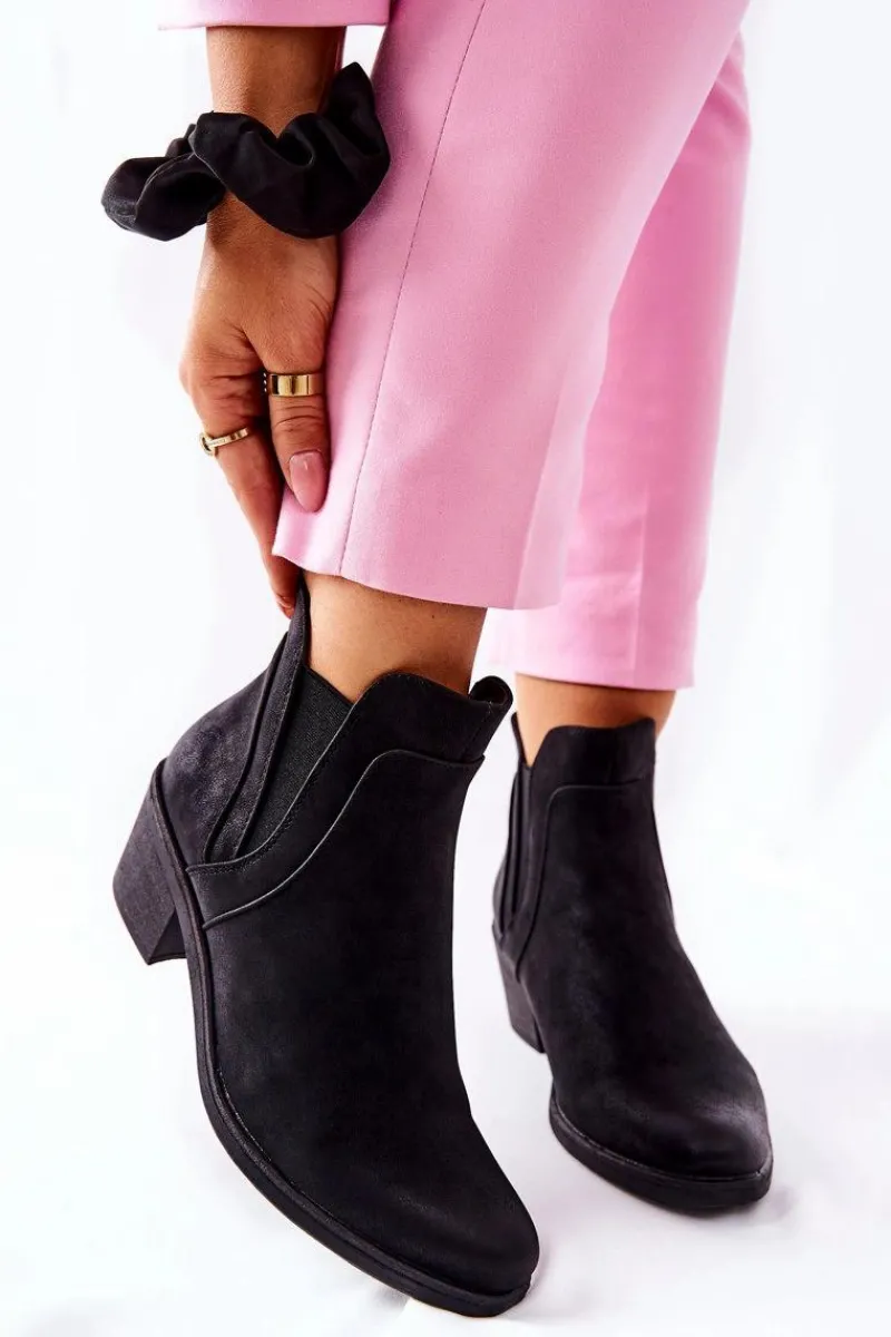 Outlet Buty Sergio Leone Botki Na Obcasie Sergio Leone BT620 Czarne