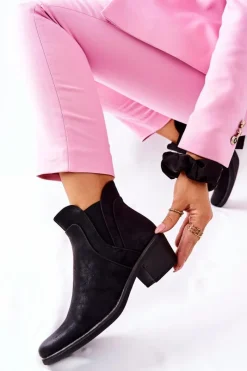 Outlet Buty Sergio Leone Botki Na Obcasie Sergio Leone BT620 Czarne