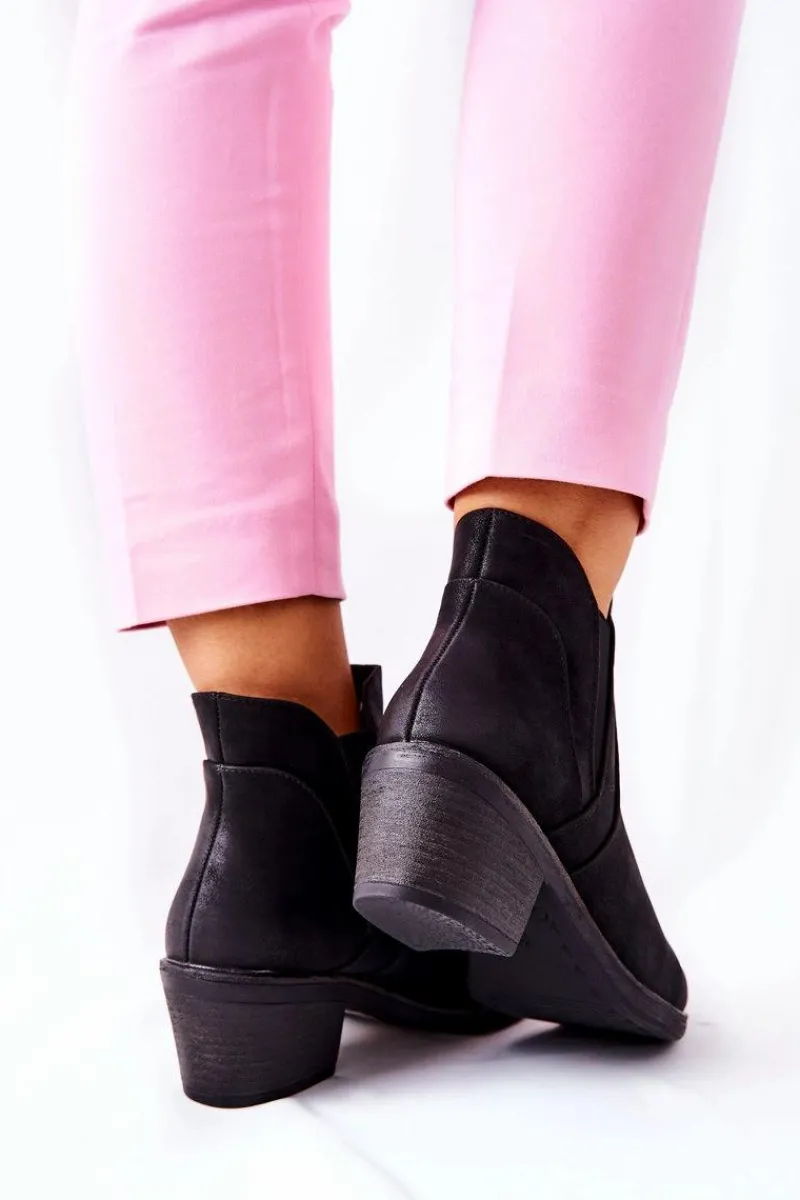 Outlet Buty Sergio Leone Botki Na Obcasie Sergio Leone BT620 Czarne