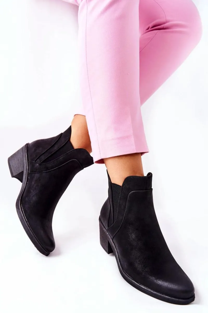 Outlet Buty Sergio Leone Botki Na Obcasie Sergio Leone BT620 Czarne