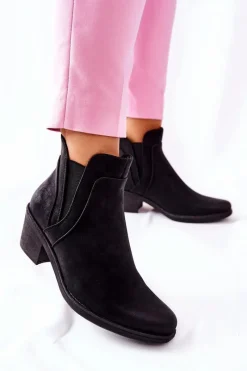 Outlet Buty Sergio Leone Botki Na Obcasie Sergio Leone BT620 Czarne