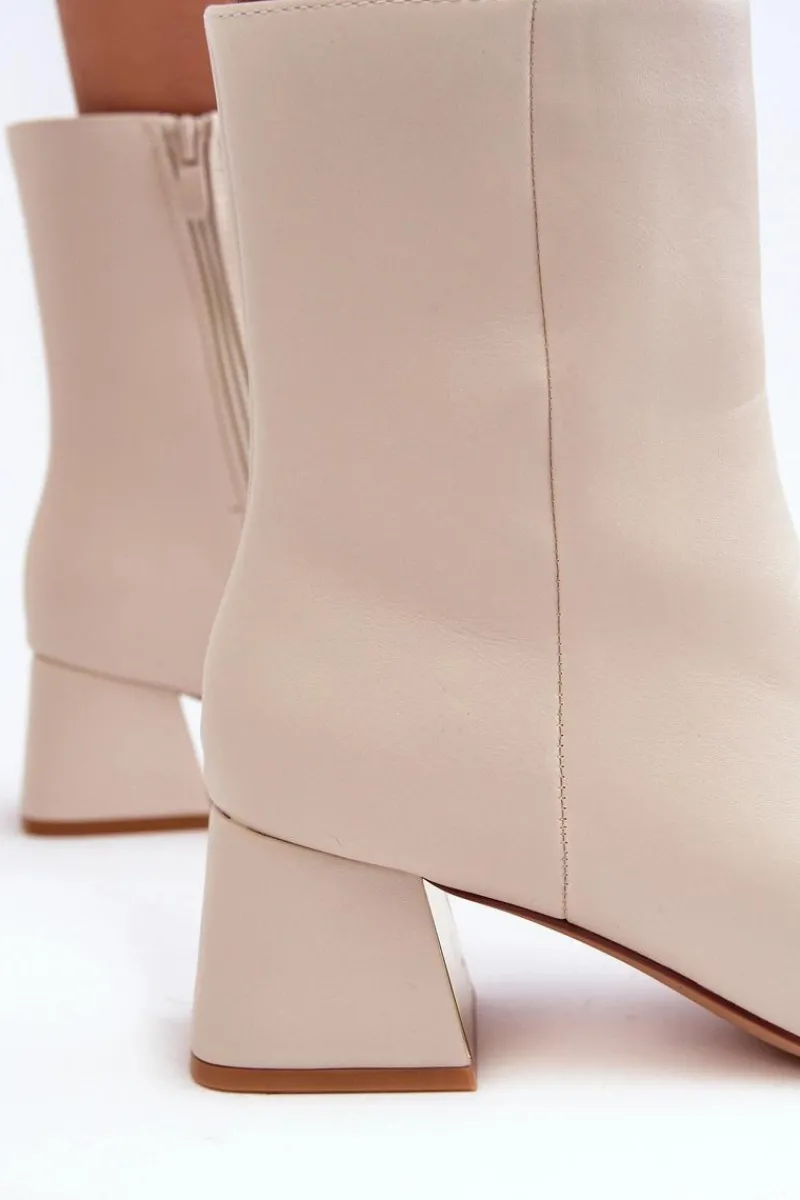 Outlet Boto Botki Na Obcasie Z Ozdobą Jasnobeżowe Adinah