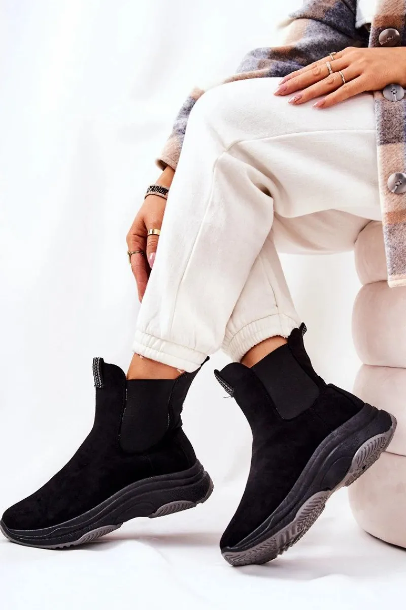 Botki Na Koturnie|Czarne Botki>Boto Botki Na Platformie Zamszowe Czarne Nicci