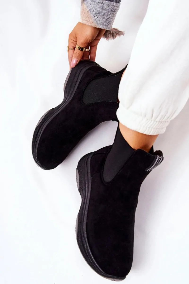 Botki Na Koturnie|Czarne Botki>Boto Botki Na Platformie Zamszowe Czarne Nicci