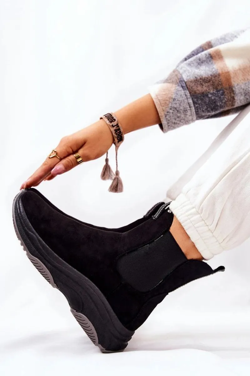 Botki Na Koturnie|Czarne Botki>Boto Botki Na Platformie Zamszowe Czarne Nicci