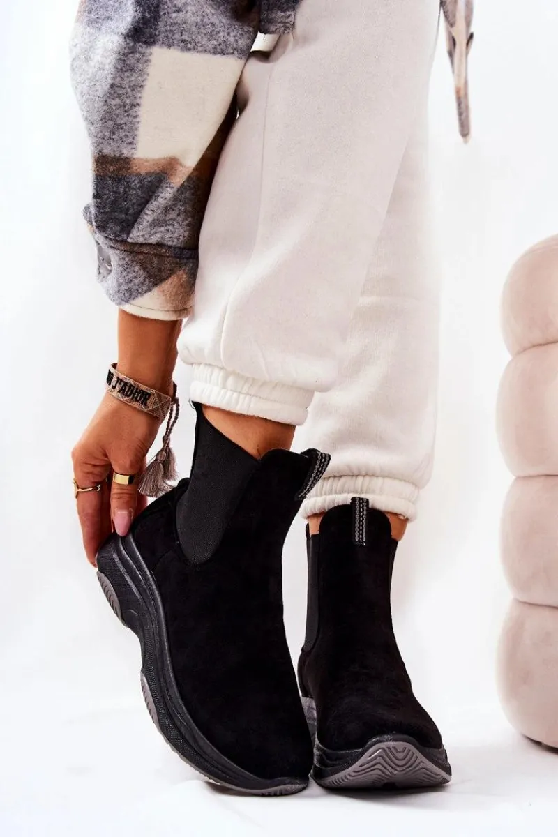 Botki Na Koturnie|Czarne Botki>Boto Botki Na Platformie Zamszowe Czarne Nicci