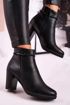 Botki Na Słupku|Czarne Botki>Buty Sergio Leone Botki Na Słupku Ocieplane Sergio Leone Czarne BT306