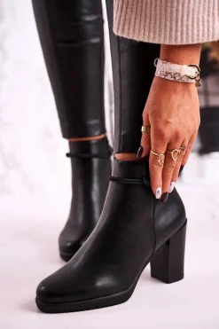 Botki Na Słupku|Czarne Botki>Buty Sergio Leone Botki Na Słupku Ocieplane Sergio Leone Czarne BT306