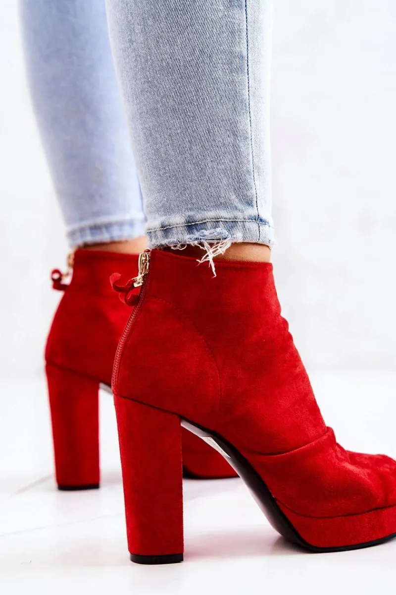 Sale Botki Na Słupku Odkryte Palce Czerwone Adore Damskie Botki Na Słupku|Czarne Botki