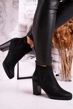 Sale Buty Sergio Leone Botki Na Słupku Sergio Leone Zamszowe Czarne BT311