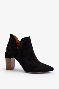 Clearance Boto Botki Na Słupku Z Ażurowym Wzorem Czarne Vailen