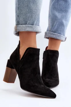 Clearance Boto Botki Na Słupku Z Ażurowym Wzorem Czarne Vailen