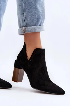 Clearance Boto Botki Na Słupku Z Ażurowym Wzorem Czarne Vailen